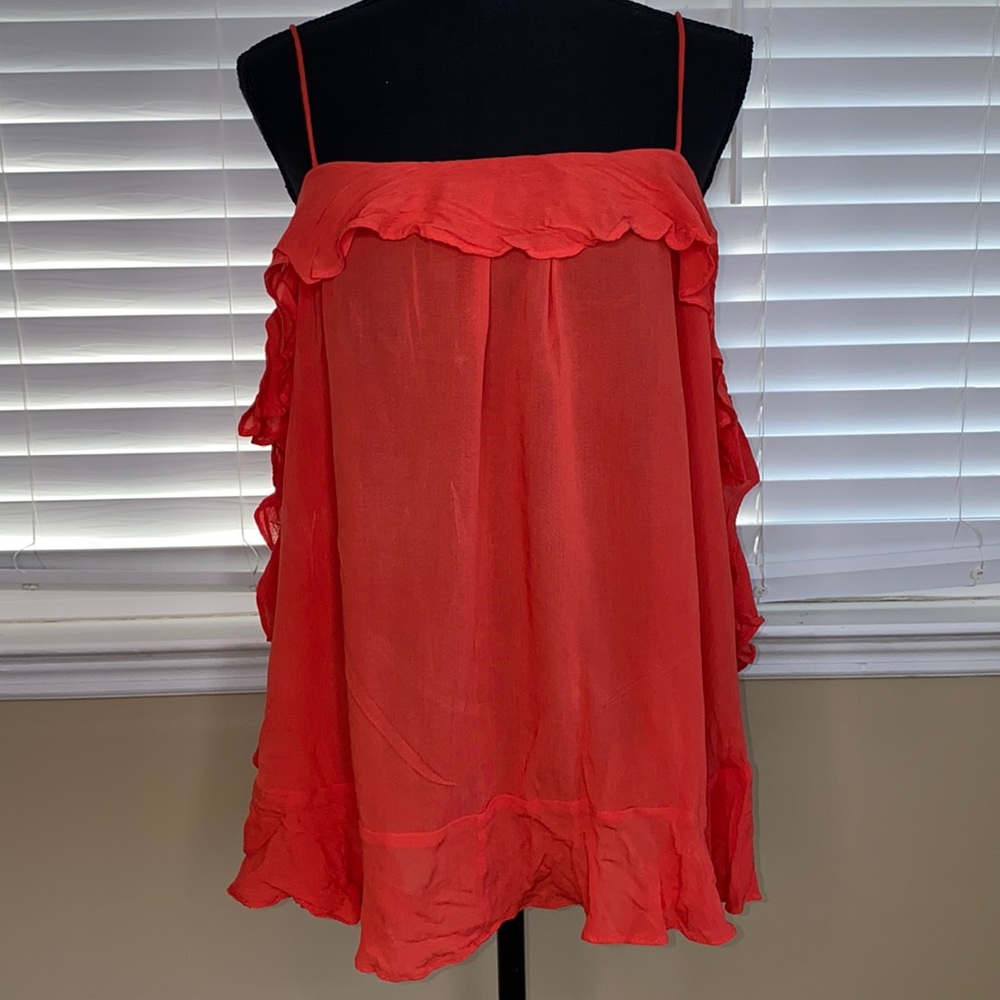 Women's Ruffled Red Top - Picture 4 of 12